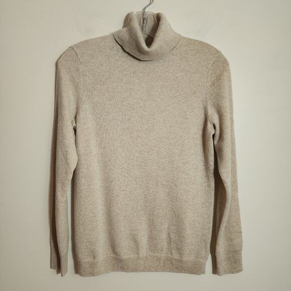 Talbots pure cashmere gold metallic blend turtleneck sweater womans size Small P - Picture 1 of 10